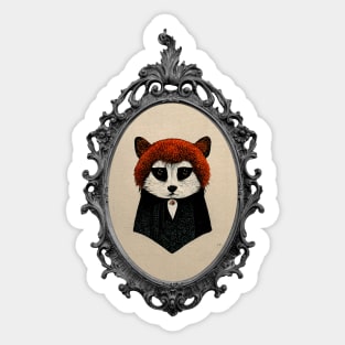 Edward Gorey-inspired Red Panda Portrait Sticker